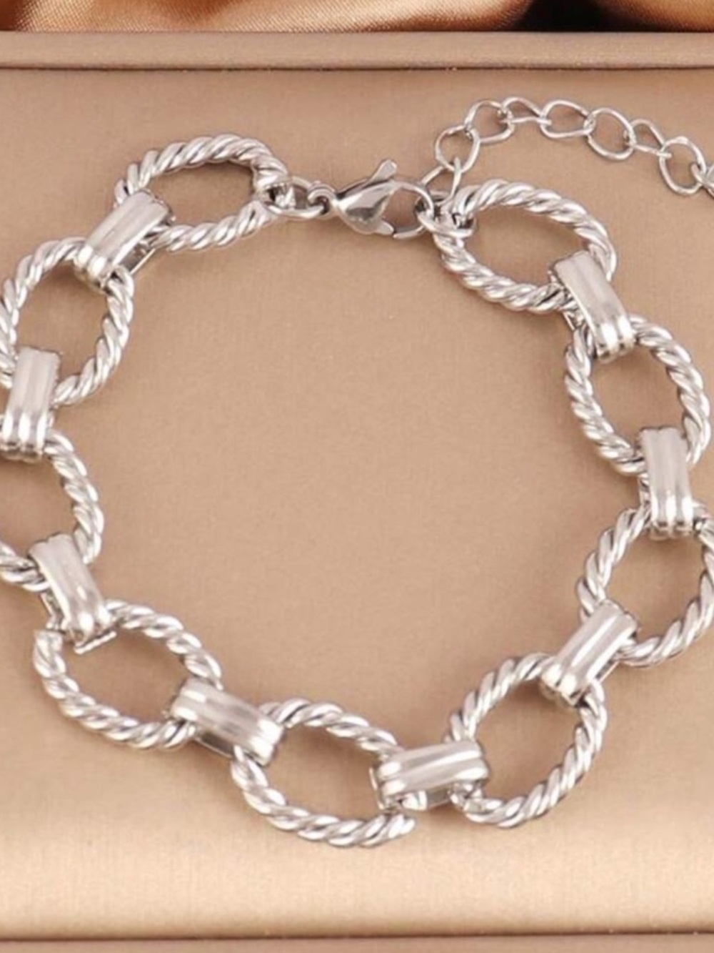 Silver Plated Stainless Steel Chain Linked Bracelet